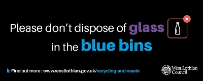 Glass in blue bin Glass in blue bin
