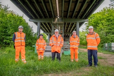 West Lothian’s bridge network project Councillor Conn joined engineers from the council’s roads team and contractor Taziker under the Cousland Interchange Bridge this week to hear about the project.