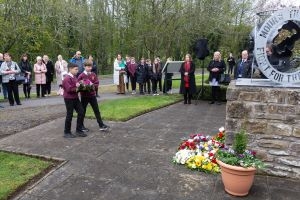 Workers memorial Balbardie pupils lay a wreath at workers memorial event