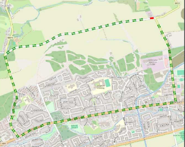 Map of closure and diversion for U17, Broxburn