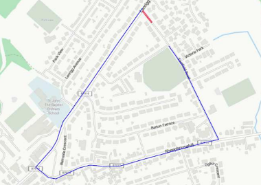 Map of closure and diversion for Eastfield Road