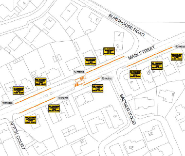 Map of suspension on Main Street