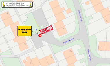 Map of closure and suspension on Sutherland Way