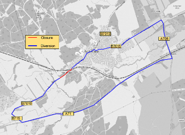 Map of closure on Shotts Road