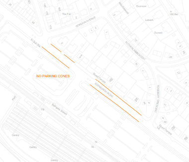 Map of suspension on Stuart Terrace