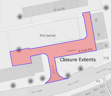 Map of closure at The Vennel