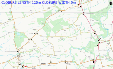 Map of closure on B8028